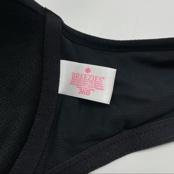 36B Breezies Shimmer Microfiber Front Close Wirefree Bra Black B - Picture 9 of 11
